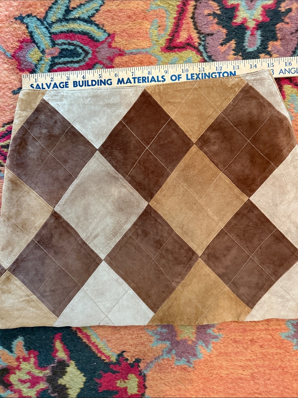 Suede Patchwork Vintage Mini Skirt - Brown Multi - Picture 6 of 7